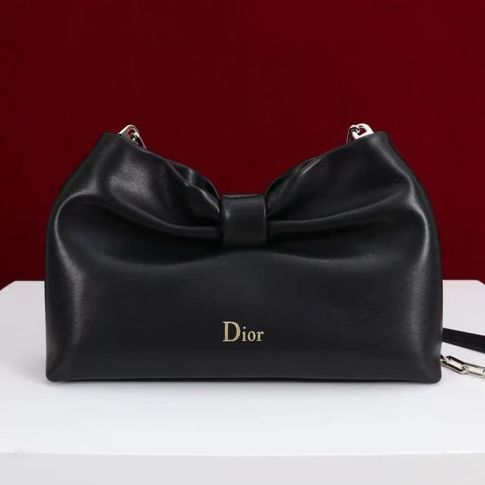 D*or 2026 Bow Bag 27cm Black Lambskin