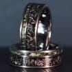 Moss Agate Space Rock Meteorite Wedding Ring in 8mm Band