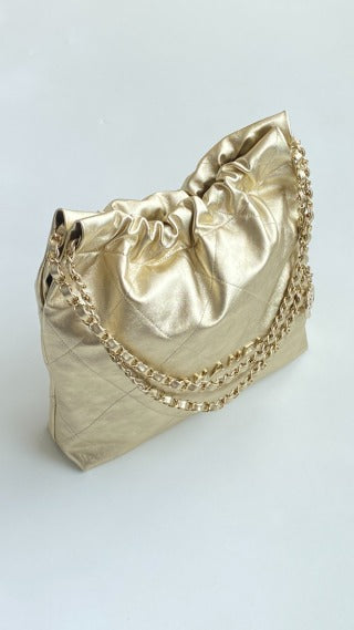 C*C Medium Hobo Bag 42 Metallic Gold Calfskin