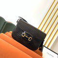 G*G 1955 Horsebit Bag 25cm Black Crocodile Leather Gold Hardware