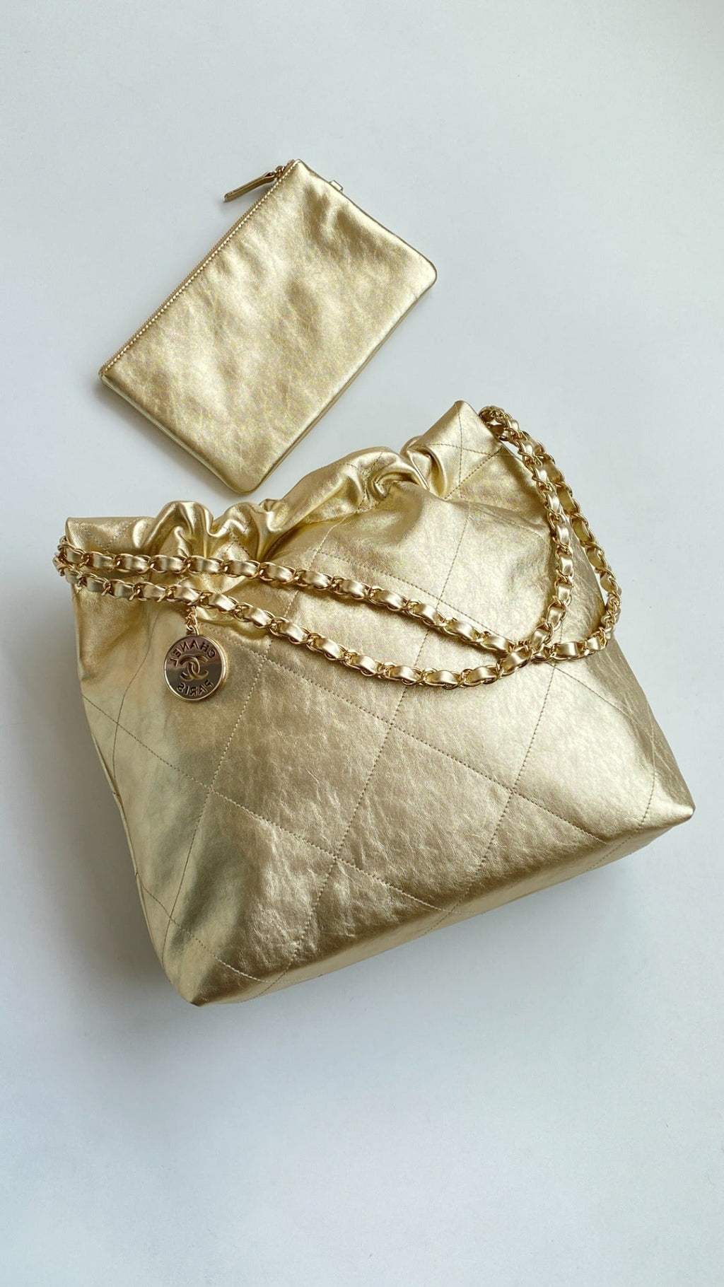 C*C Medium Hobo Bag 42 Metallic Gold Calfskin