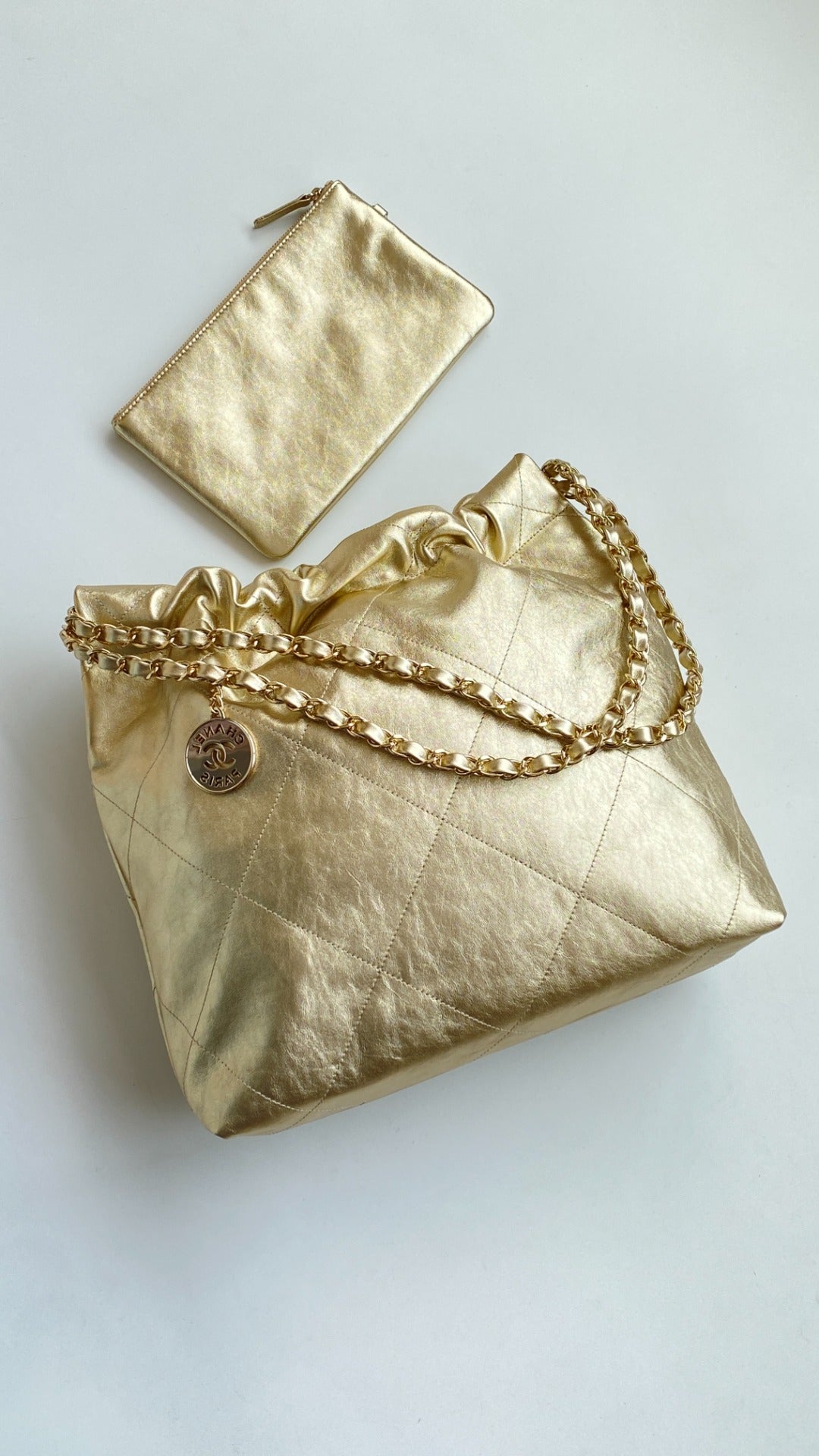 C*C Medium Hobo Bag 42 Metallic Gold Calfskin