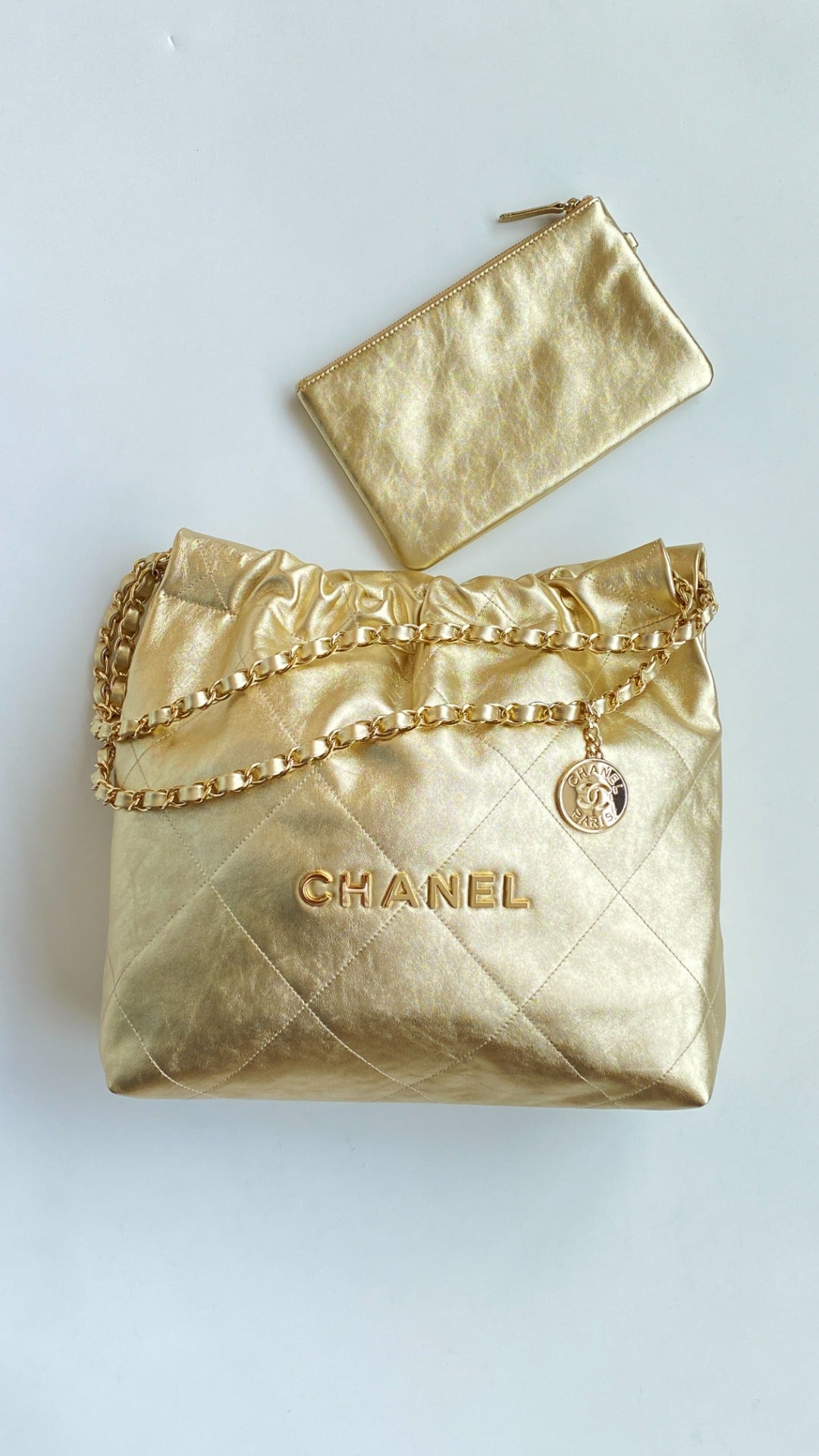 C*C Medium Hobo Bag 42 Metallic Gold Calfskin