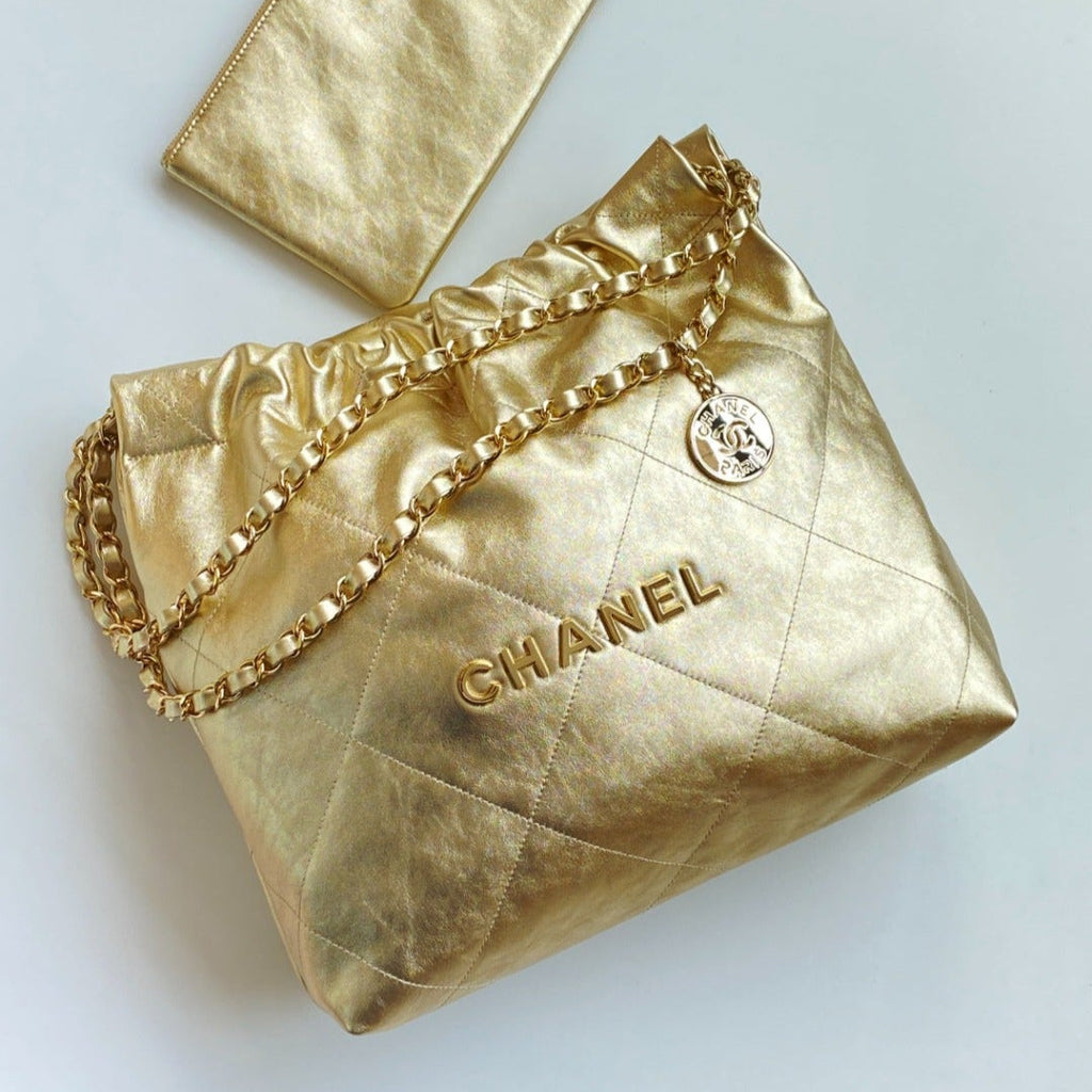 C*C Medium Hobo Bag 42 Metallic Gold Calfskin