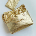 C*C Medium Hobo Bag 42 Metallic Gold Calfskin