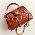 C*C Mini Top Handle 18cm Red Leather Gold Hardware
