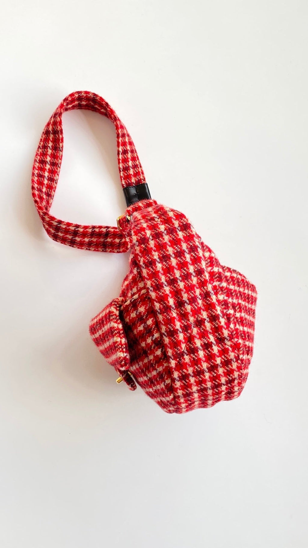 C*C Houndstooth 30 Hobo Bag Red Wool Tweed